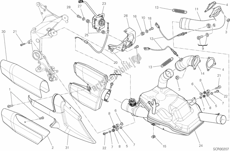 Todas las partes para Sistema De Escape de Ducati Multistrada 1200 ABS 2014